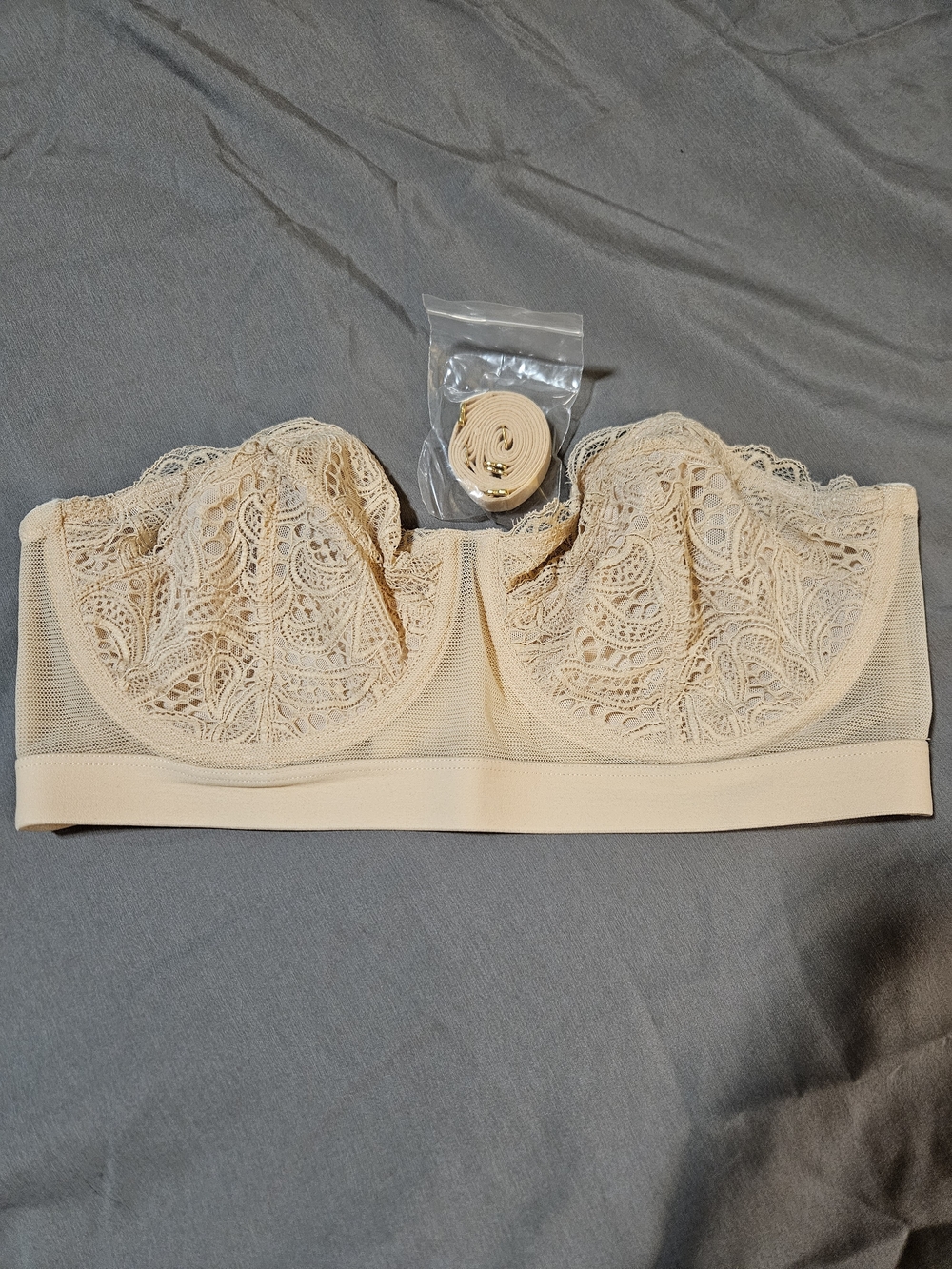Lively Nude Lace Longline Bandeau Strapless Bra - Detachable Straps
